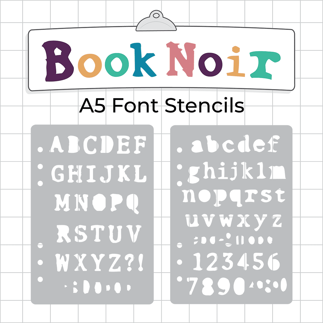 Book Noir Font - A5 Stencil - Upper or Lower Case Alphabet