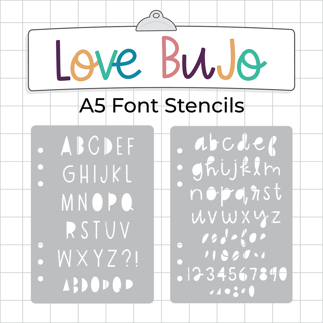 Love BuJo Font - A5 Stencil - Upper or Lower Case Alphabet