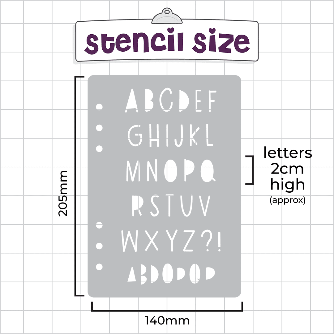 Love BuJo Font - A5 Stencil - Upper or Lower Case Alphabet