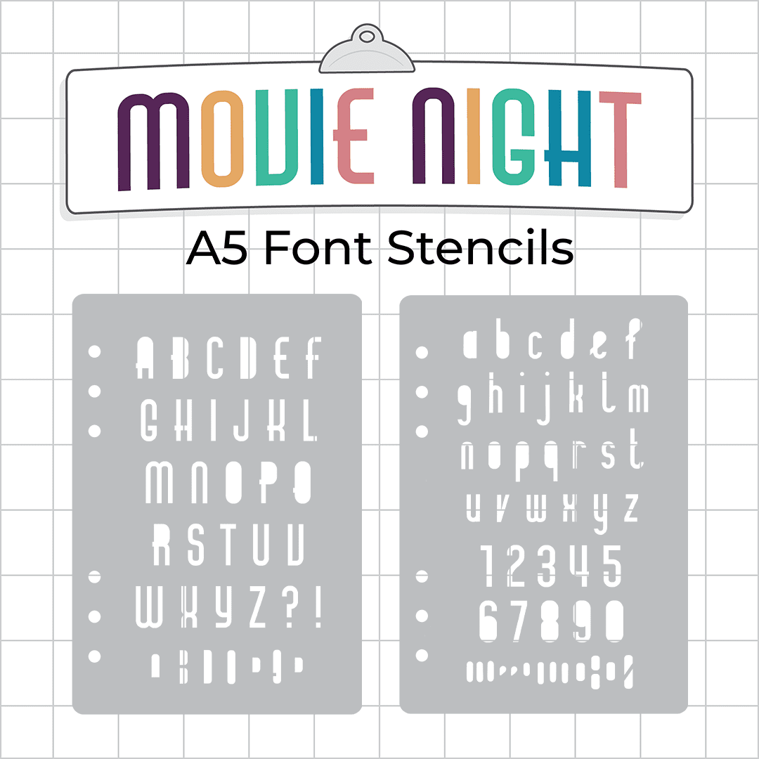 Movie Night Font - A5 Stencil - Upper or Lower Case Alphabet