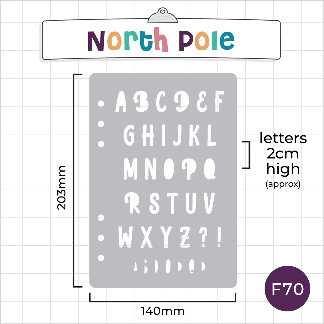 North Pole - A5 Font Stencil - Upper or Lower Case Alphabet