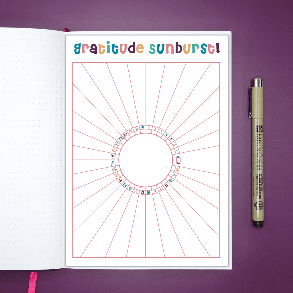 Gratitude Sunburst - Journal Printable