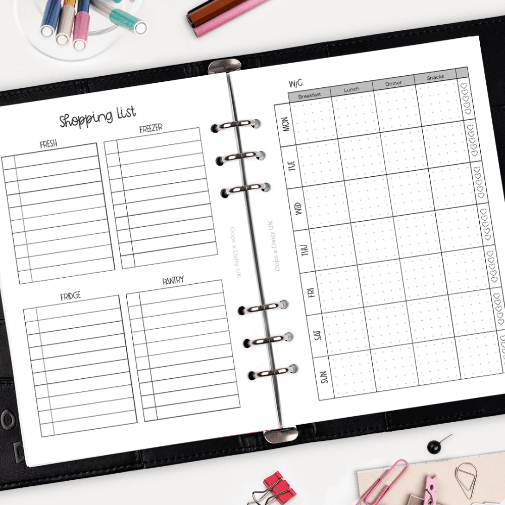 Meal Planner & Shopping List - A5 Hybrid Planner Inserts