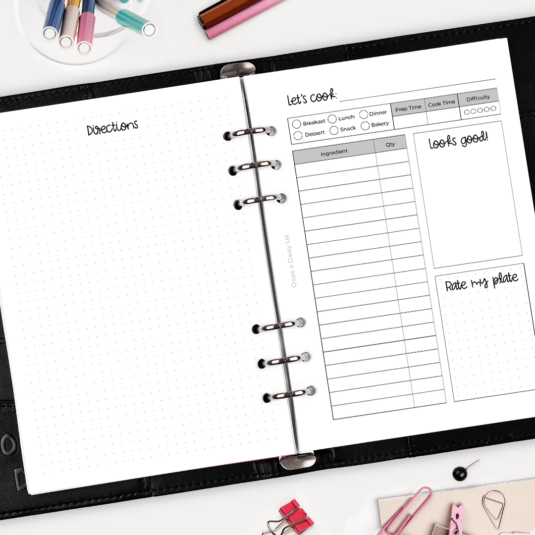 Recipe Cards - A5 Hybrid Planner Inserts