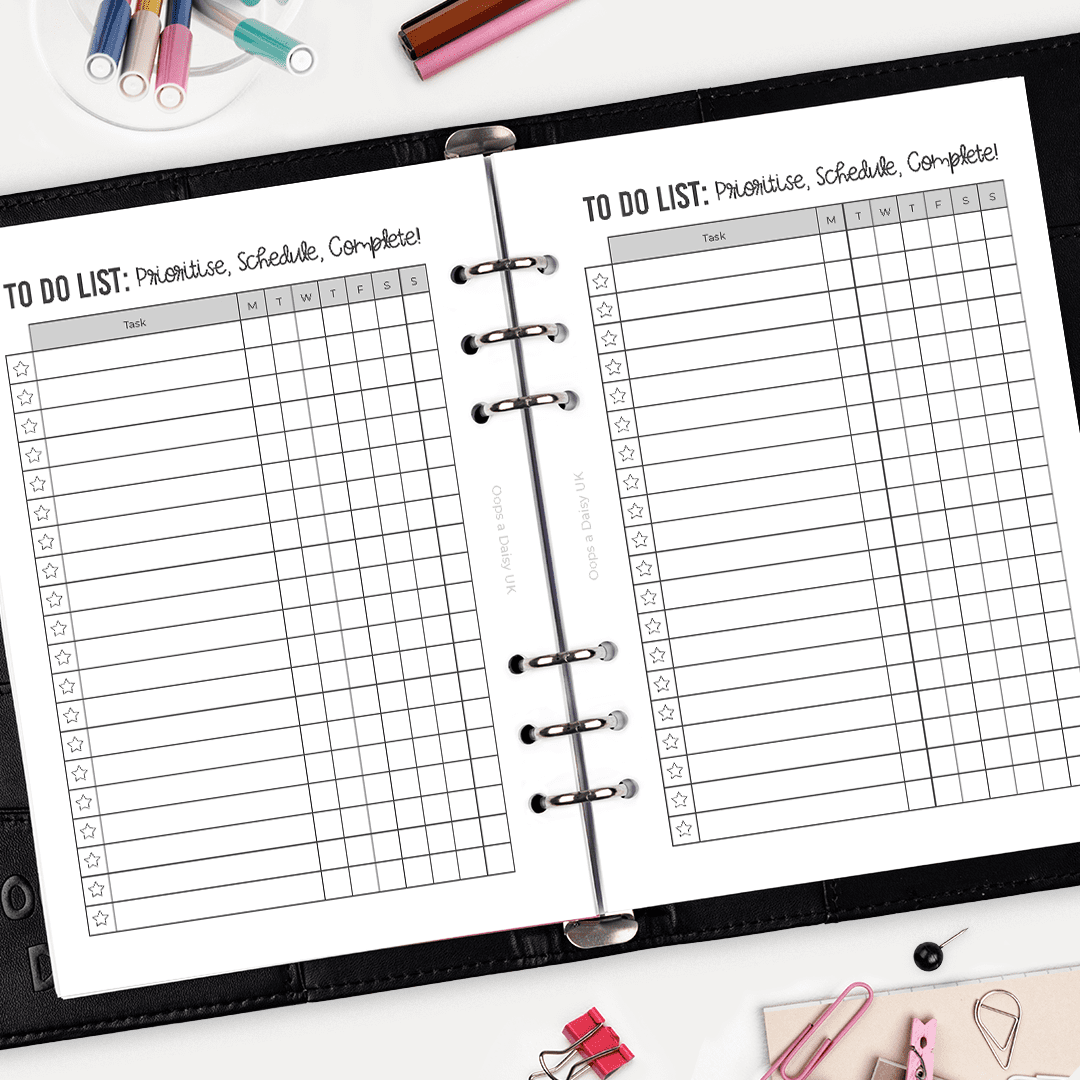 Rolling To Do List - A5 Hybrid Planner Inserts