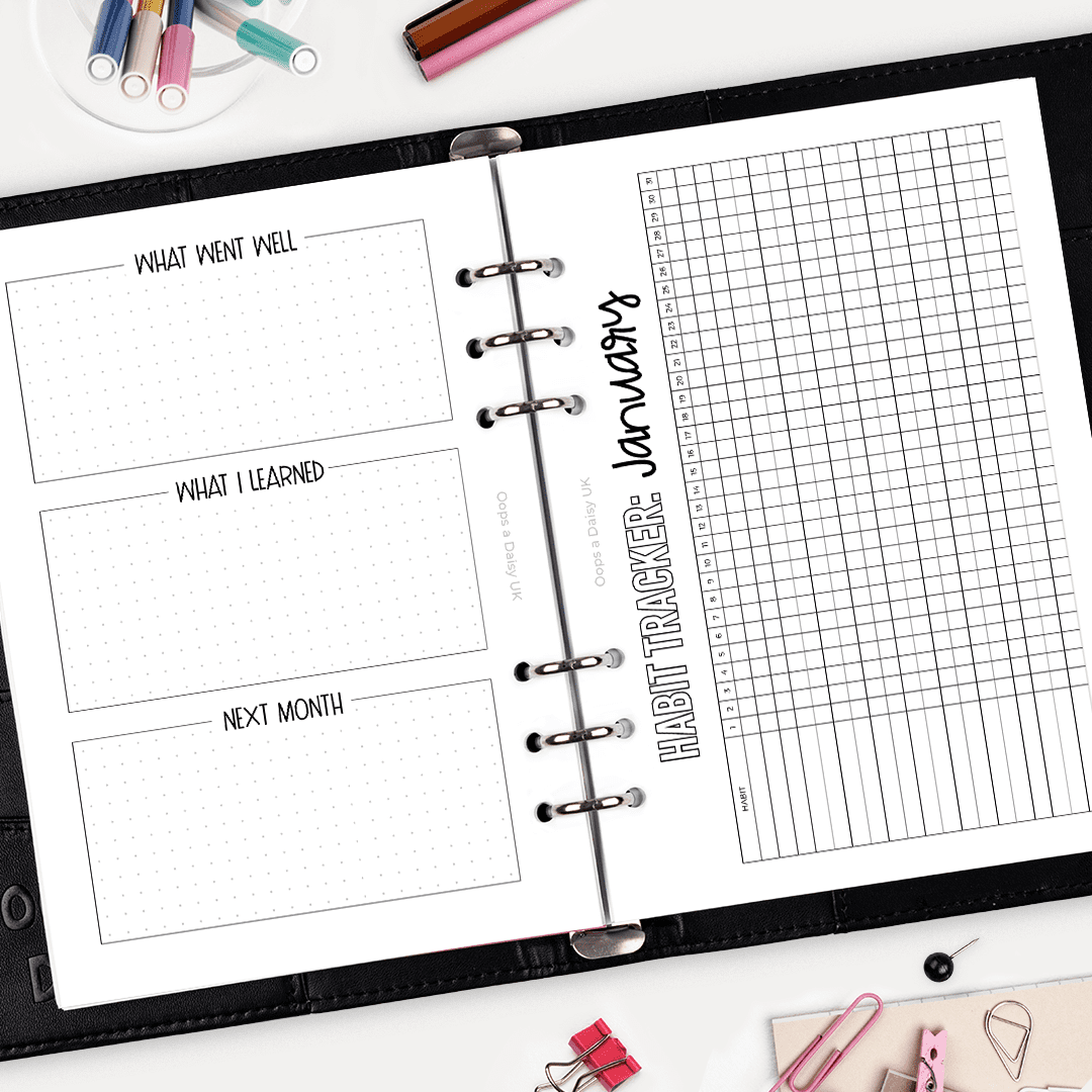 Monthly Habit Tracker - A5 Hybrid Planner Inserts