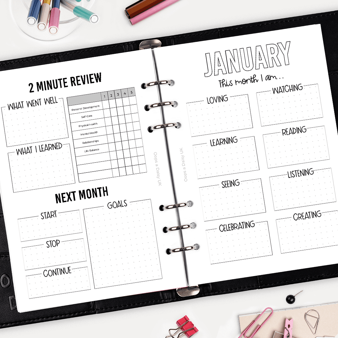 Month Review - A5 Hybrid Planner Inserts