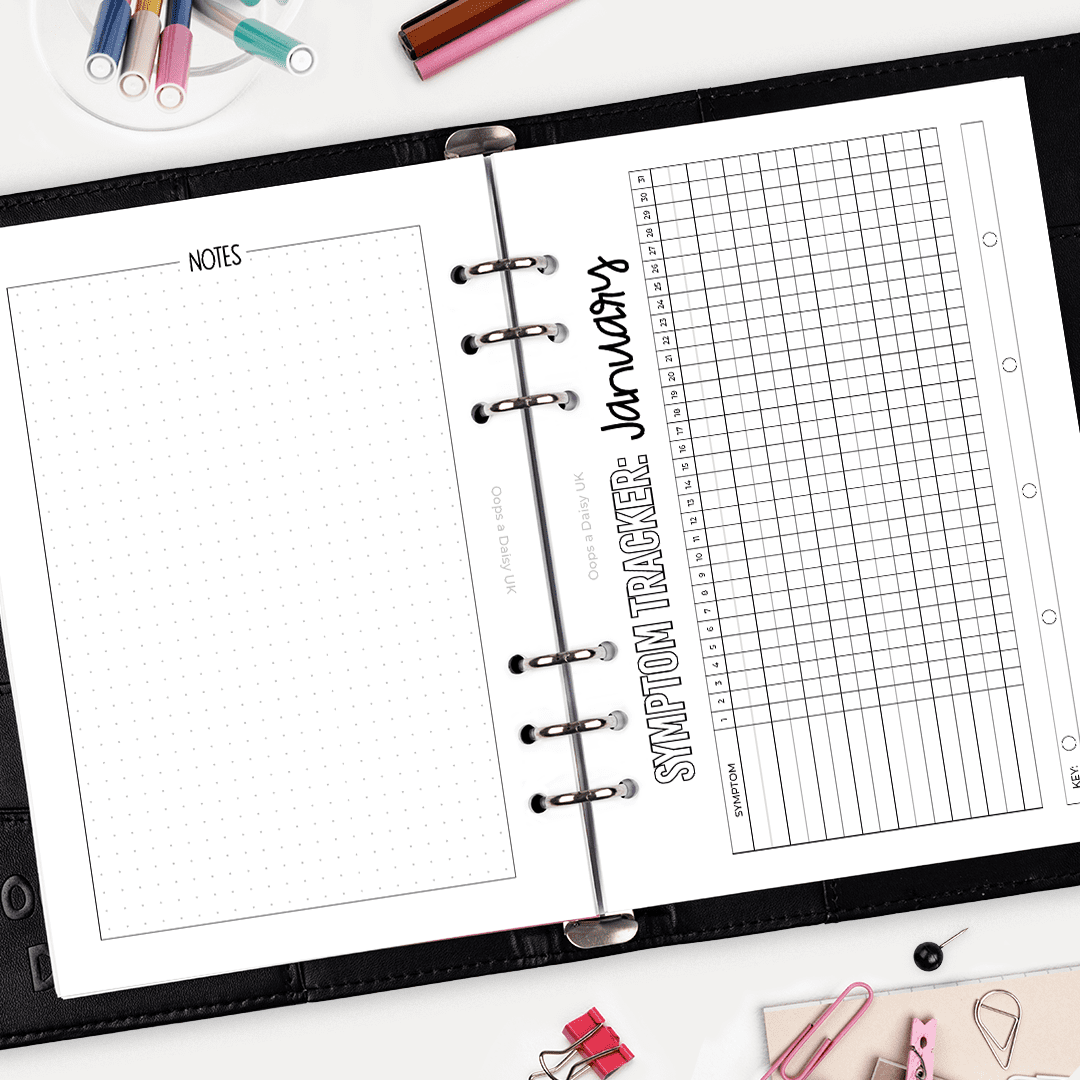 Monthly Symptom Tracker - A5 Hybrid Planner Inserts