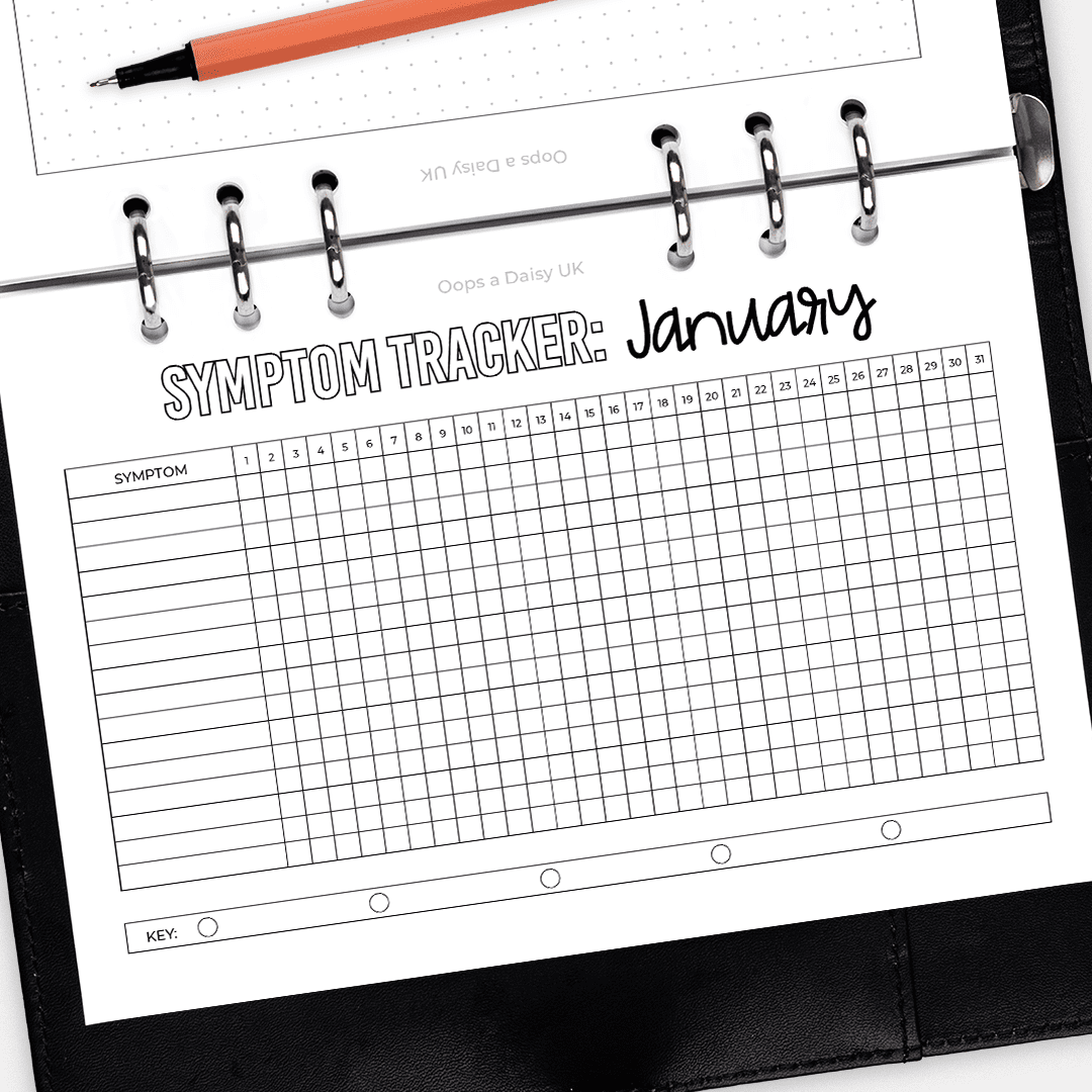 Monthly Symptom Tracker - A5 Hybrid Planner Inserts