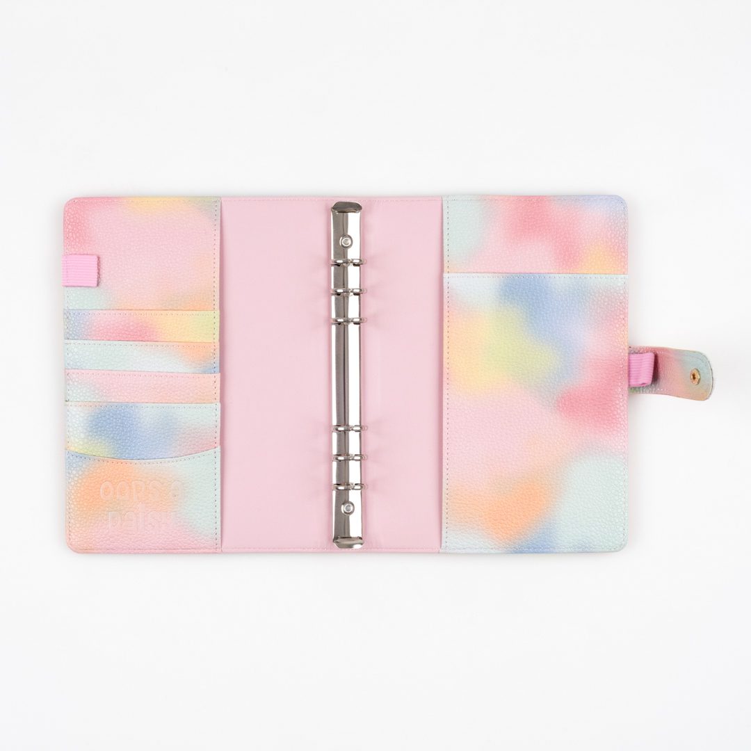 Hybrid Planner Vegan Leather Binder (A5) - Pink/Green/Orange Tie Dye