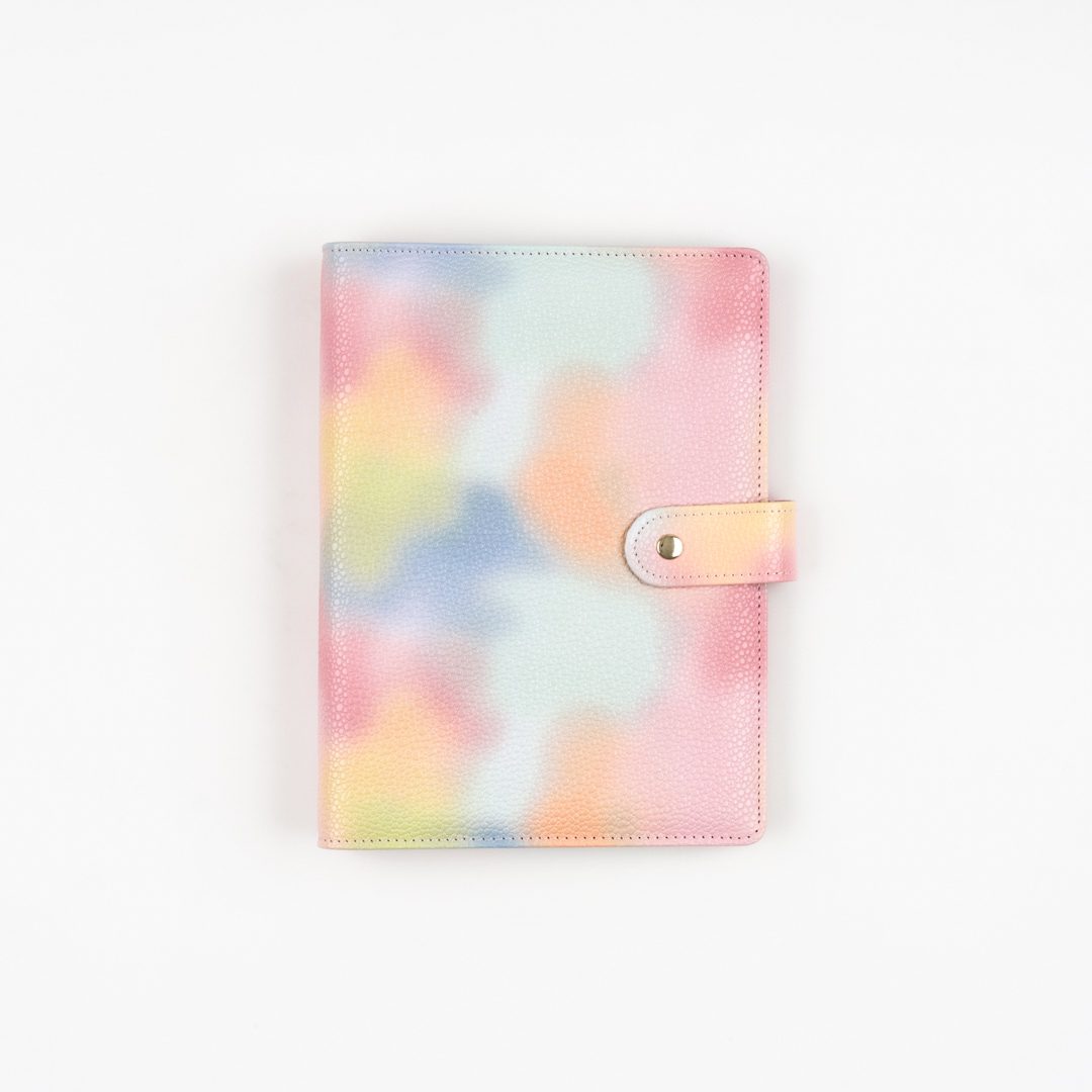 Hybrid Planner Vegan Leather Binder (A5) - Pink/Green/Orange Tie Dye