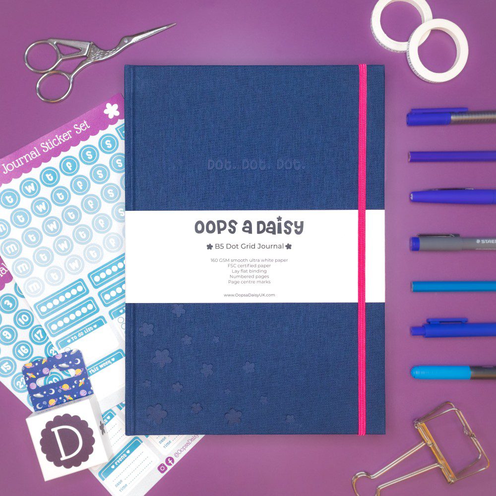 B5 Oops a Daisy Dot Grid Journal - Inky Blue