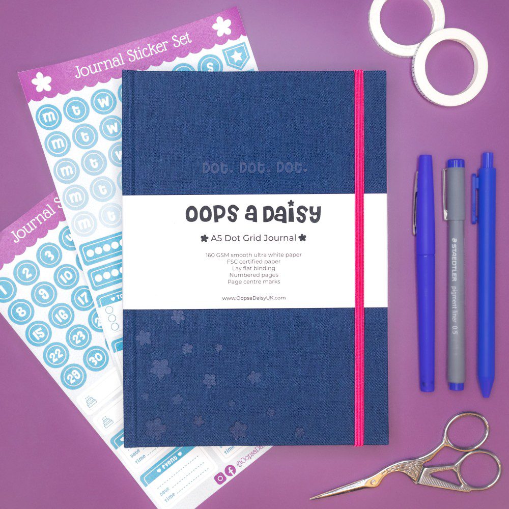 A5 Oops a Daisy Dot Grid Journal - Inky Blue