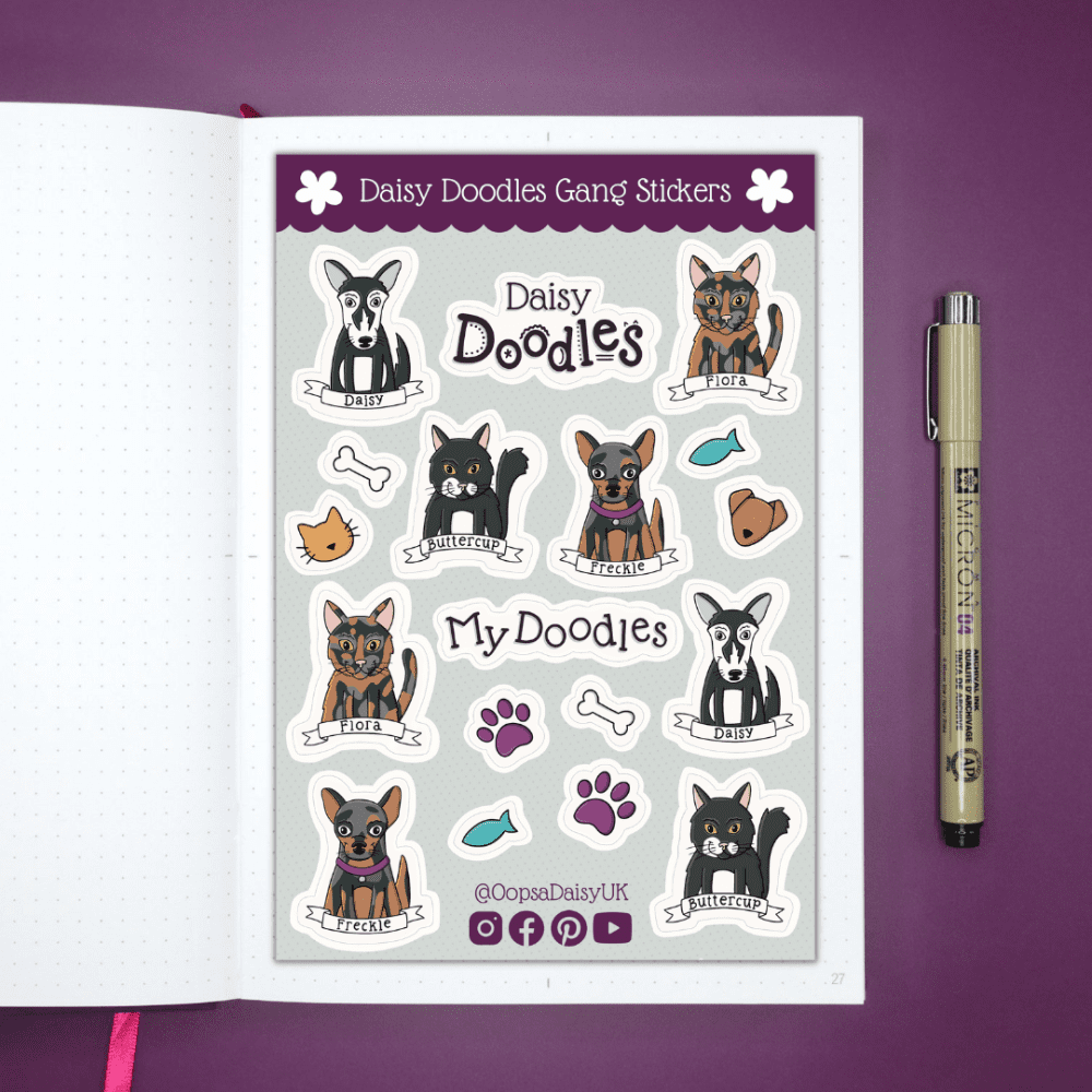 Daisy Doodles Characters - A5 Sticker Sheet