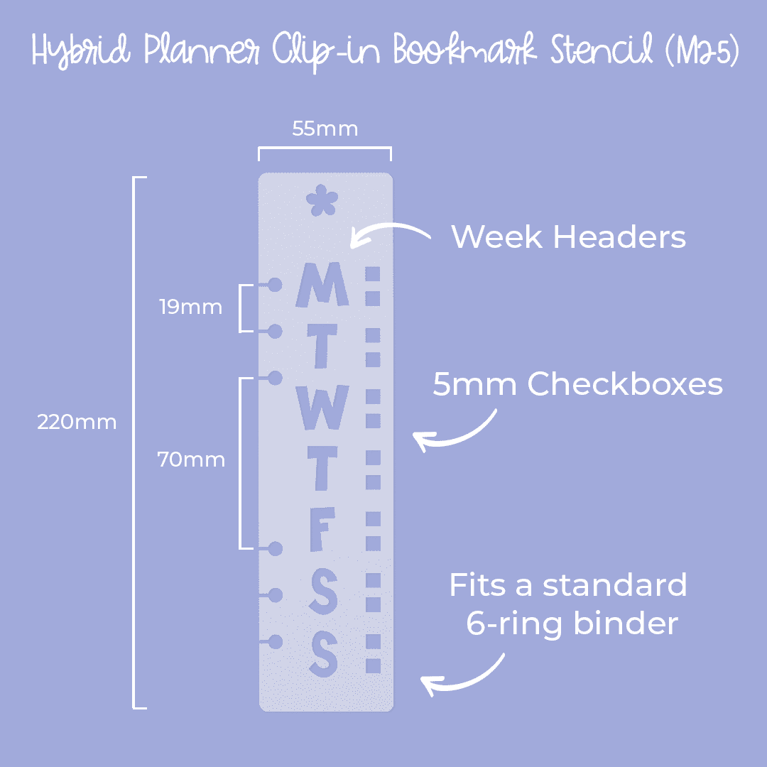 Hybrid Planner Bookmark Stencil - Clip-In Planner Stencil