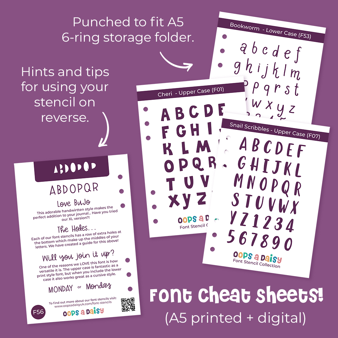 Font Stencil Cheat Sheets