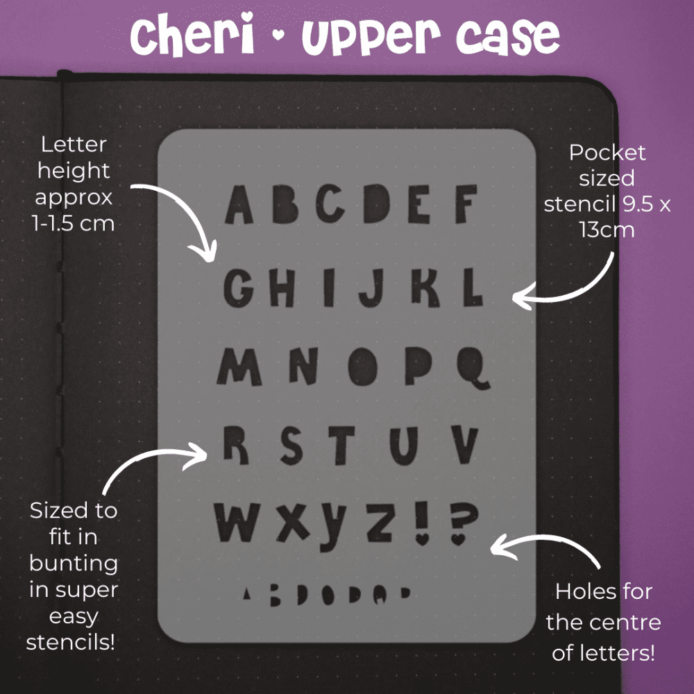 Cheri Upper Case - Mini Font -  Pocket Journal Stencil