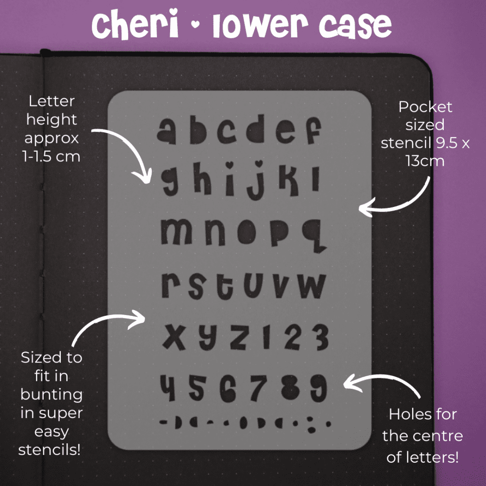 Cheri Lower Case - Mini Font - Pocket Journal Stencil