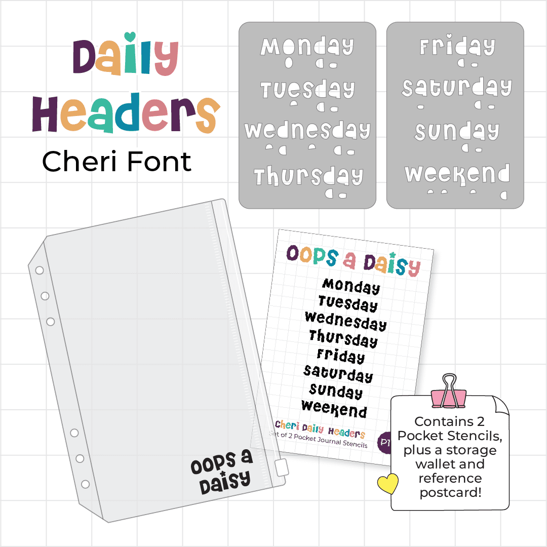 Daily Headers - Cheri - Pocket Journal Stencils - Set of 2