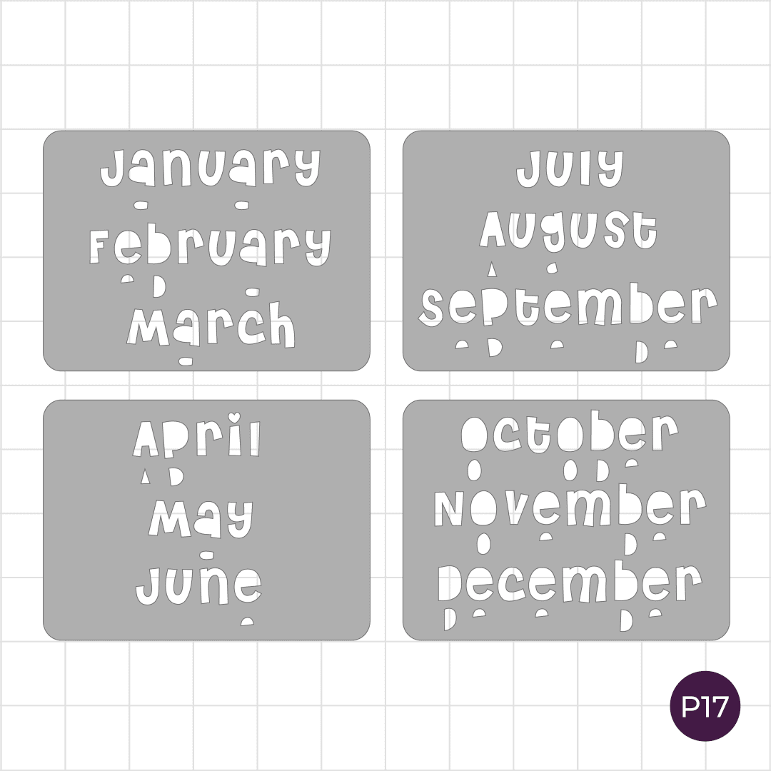 Monthly Headers - Cheri -  Pocket Journal Stencils - Set of 4