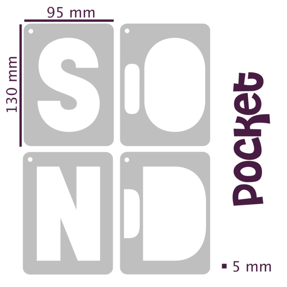P25 10cm Letters Pocket Stencils 2 - SIZE