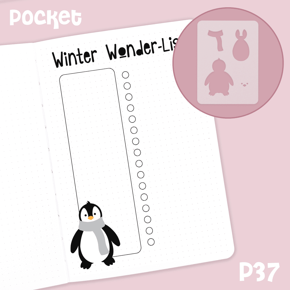 Peewee Penguin - Pocket Journal Stencil