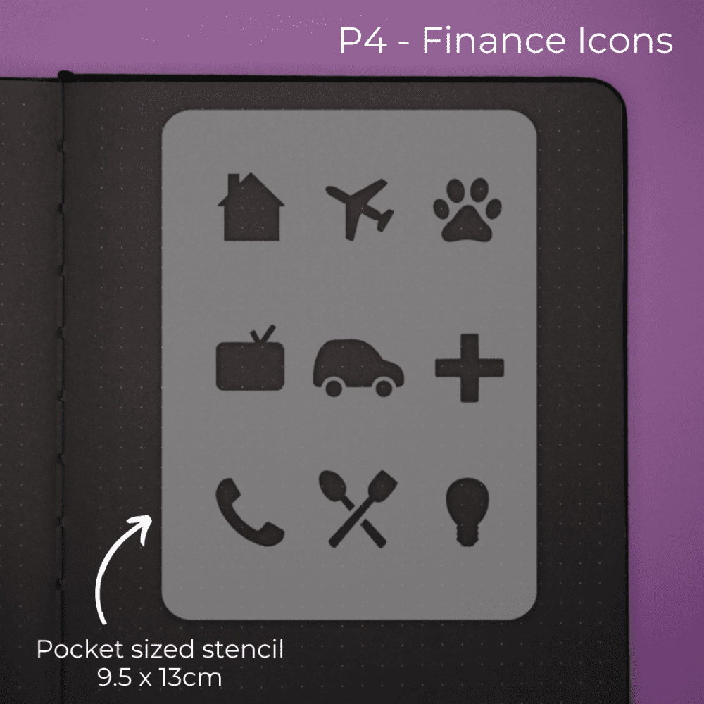 Finance Icons - Pocket Journal Stencil