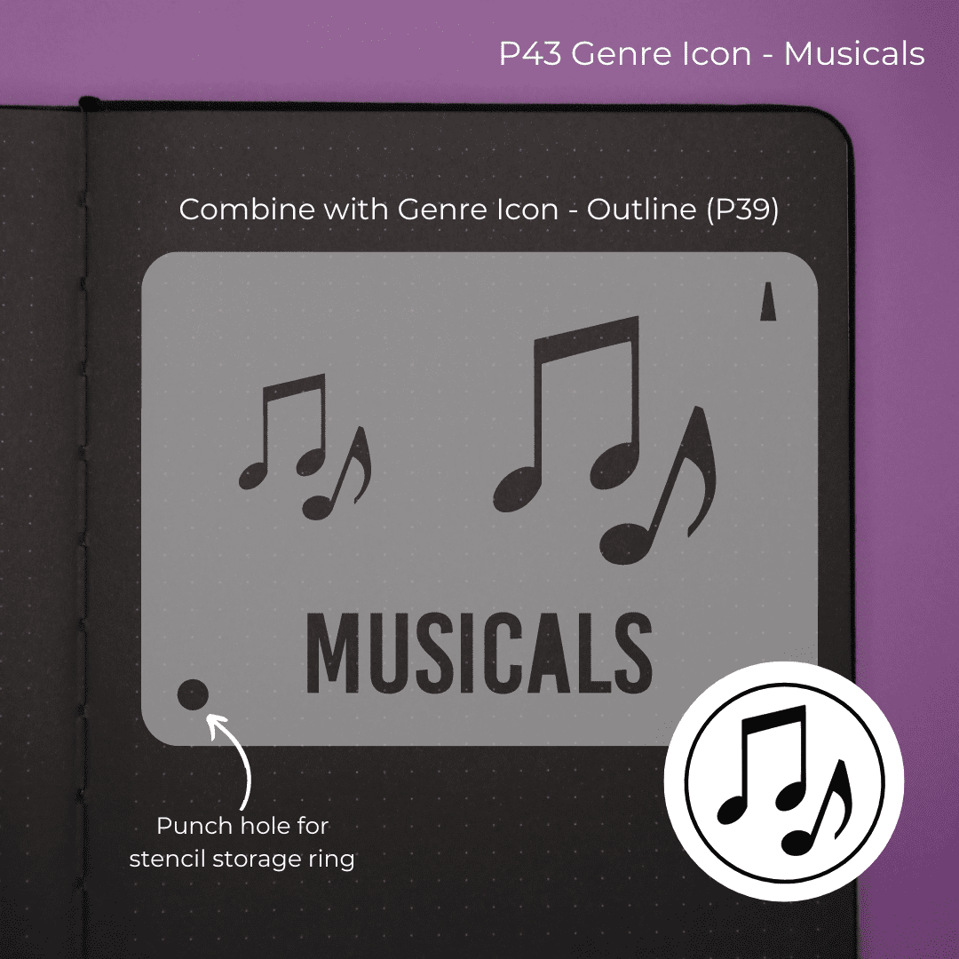 Genre Icon - Musicals - Pocket Journal Stencil