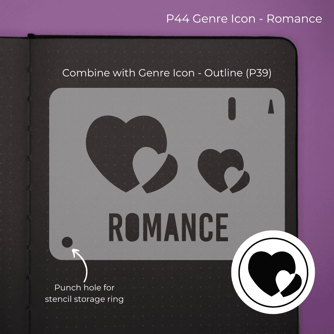 Genre Icon - Romance - Pocket Journal Stencil