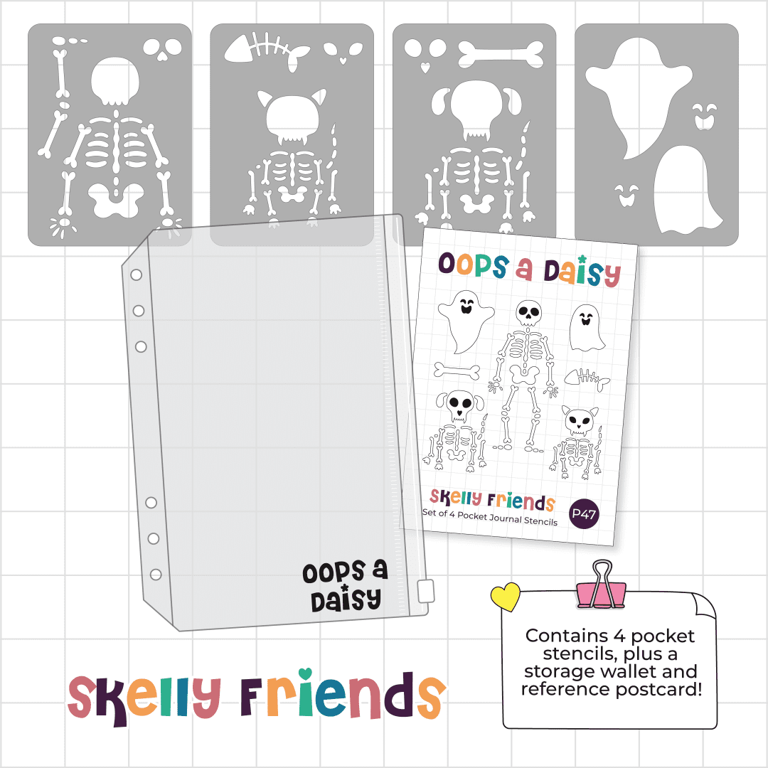 Skelly Friends - Pocket Journal Stencils - Set of 4