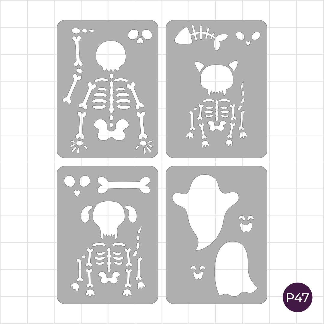 Skelly Friends - Pocket Journal Stencils - Set of 4