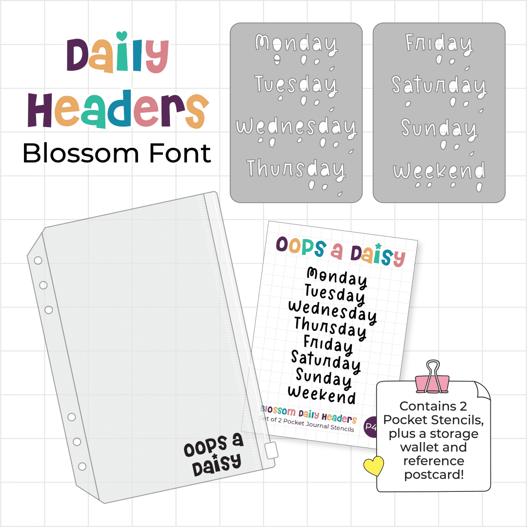 Daily Headers - Blossom Font - Pocket Journal Stencils - Set of 2