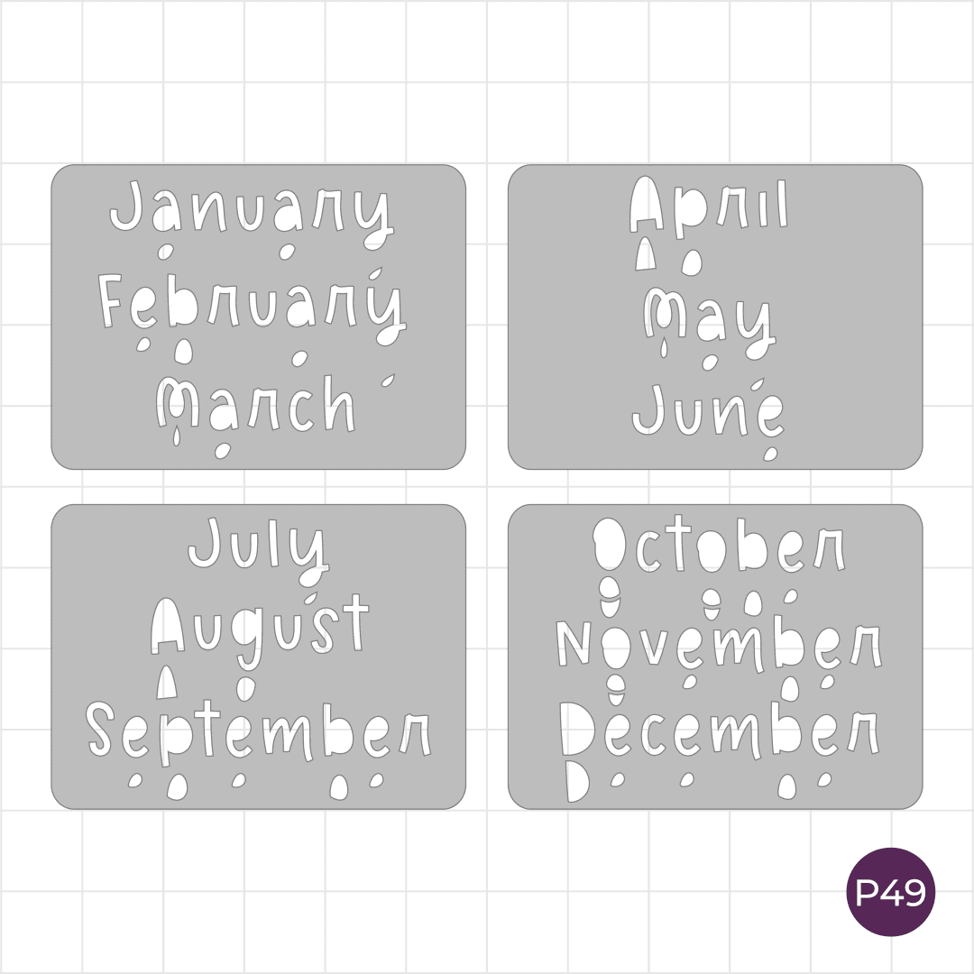 Monthly Headers - Blossom Font - Pocket Journal Stencils - Set of 4