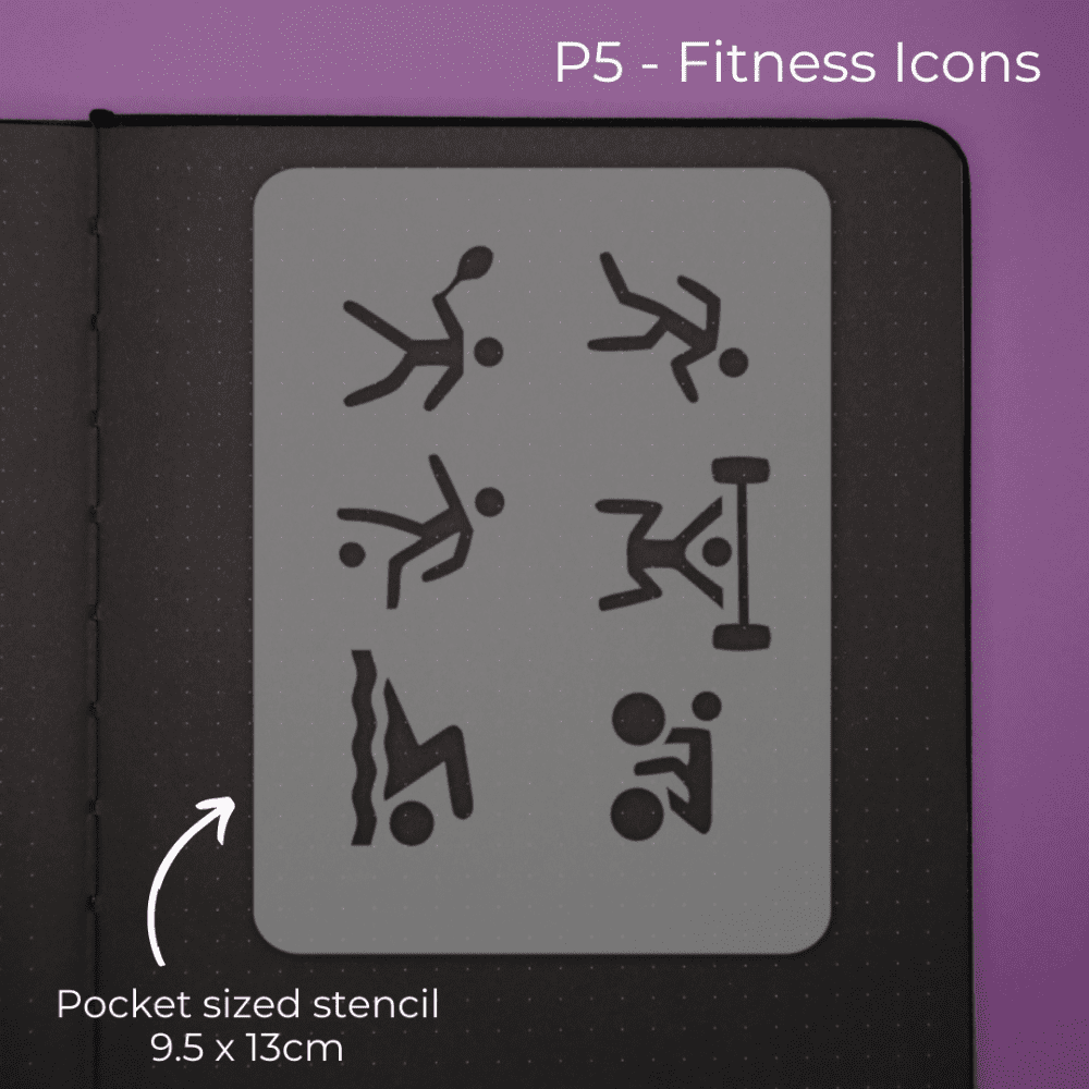 Fitness / Sports Icons - Pocket Journal Stencil