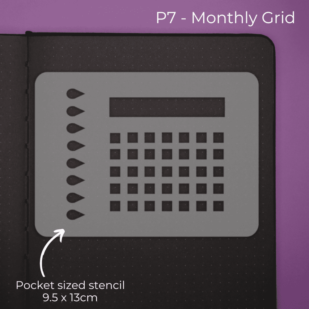 Monthly Grid - Pocket Journal Stencil