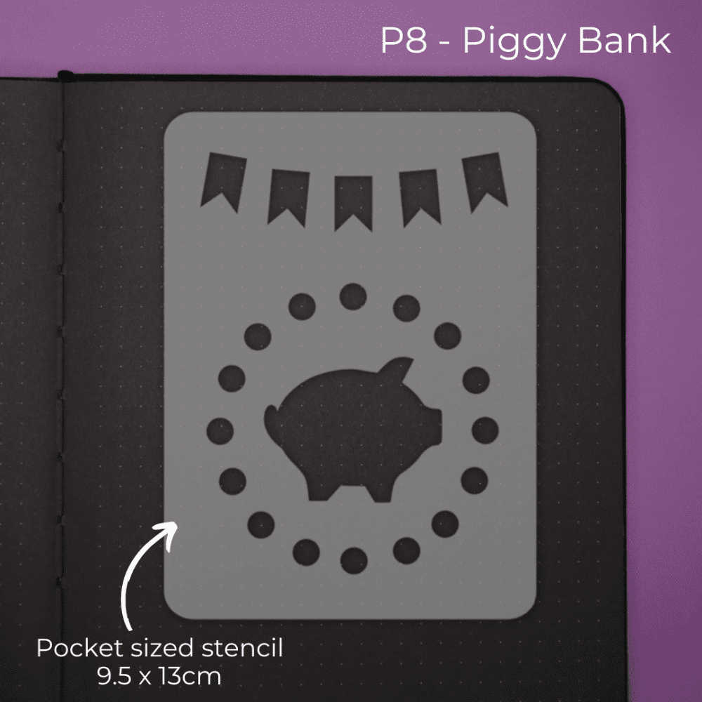 Piggy Bank / Finance / Savings  - Pocket Journal Stencil