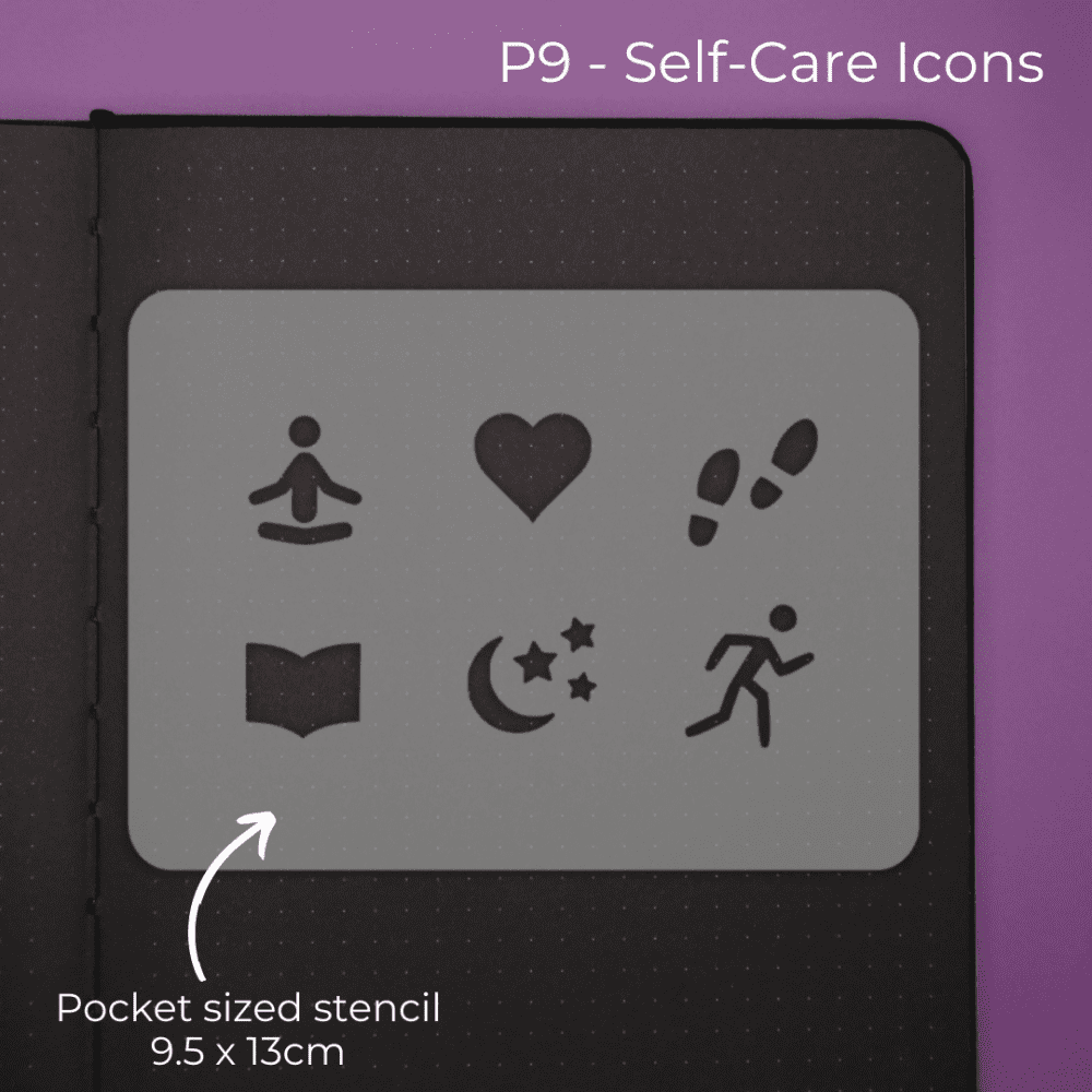 Self Care Icons - Pocket Journal Stencil