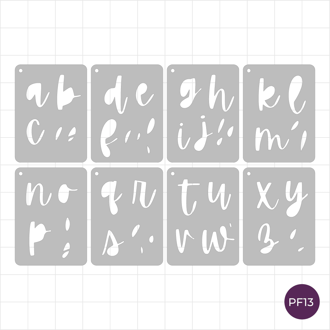 Apricots Font - Lower Case 5cm - Pocket Journal Stencils - Set of 8