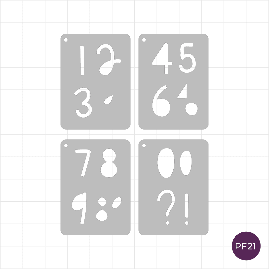 Apricots Font - 5cm Numbers - Pocket Journal Stencils - Set of 4