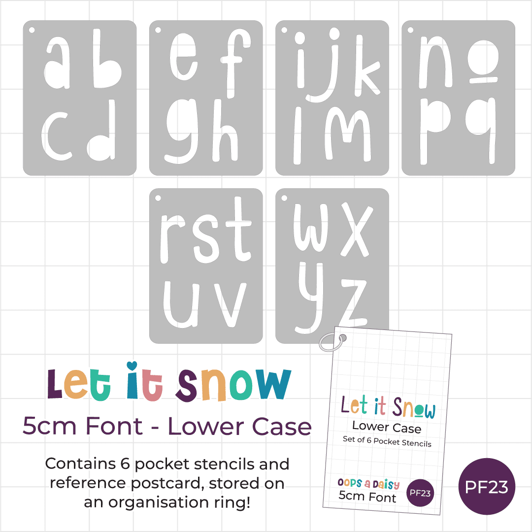 Let It Snow Font - Lower Case 5cm - Pocket Journal Stencils - Set of 6