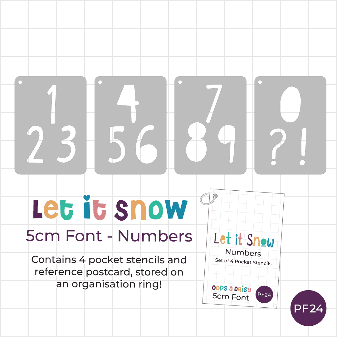 Let It Snow Font - 5cm Numbers - Pocket Journal Stencils - Set of 4