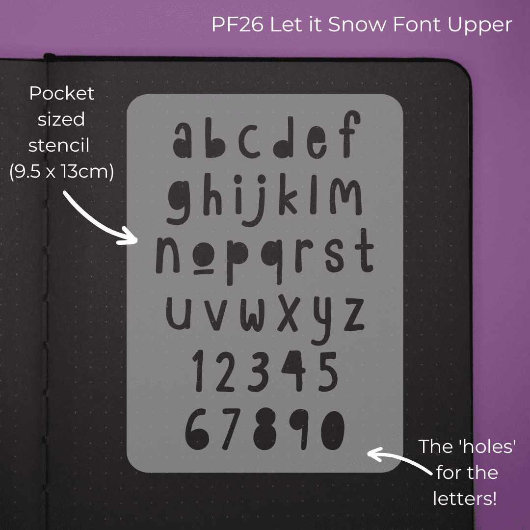 Let It Snow Lower Case -  Mini Font - Pocket Journal Stencil