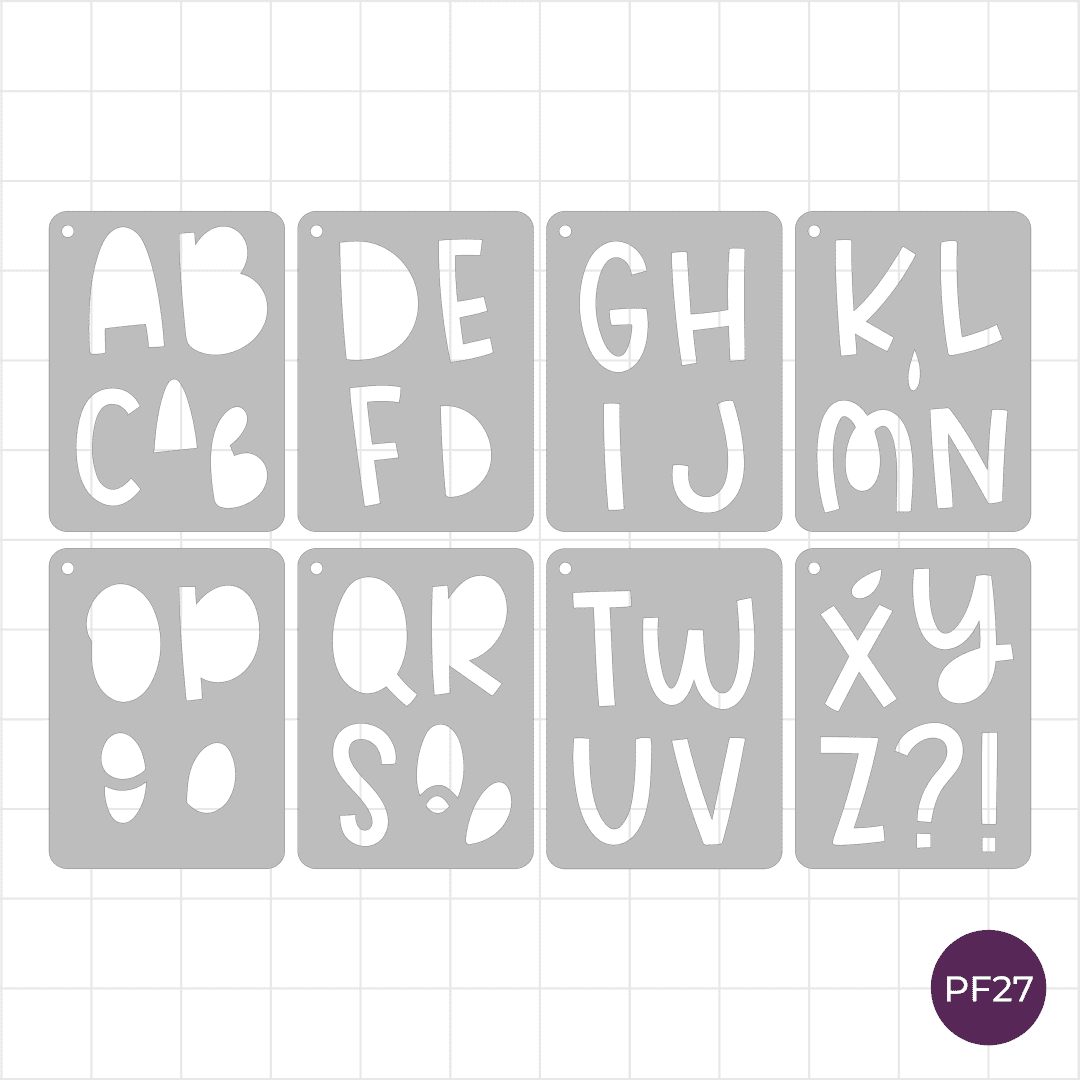 Blossom Font Upper Case - 5cm Alphabet - Pocket Journal Stencils - Set of 8