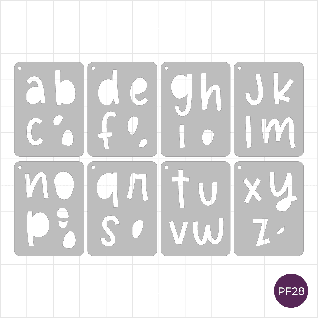 Blossom Font Lower Case - 5cm Alphabet - Pocket Journal Stencils - Set of 8