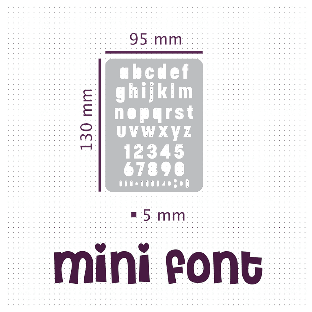 Block Lower Case -  Mini Font - Pocket Journal Stencil