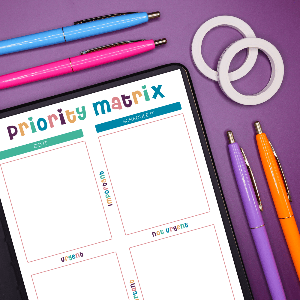 Priority Matrix Worksheet - Journal Printable