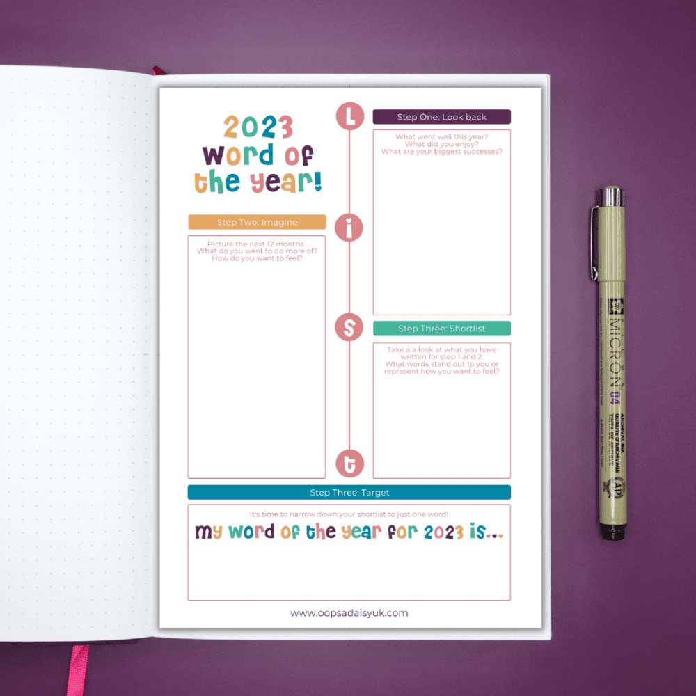 2023 Word of the Year Worksheet - Journal Printable