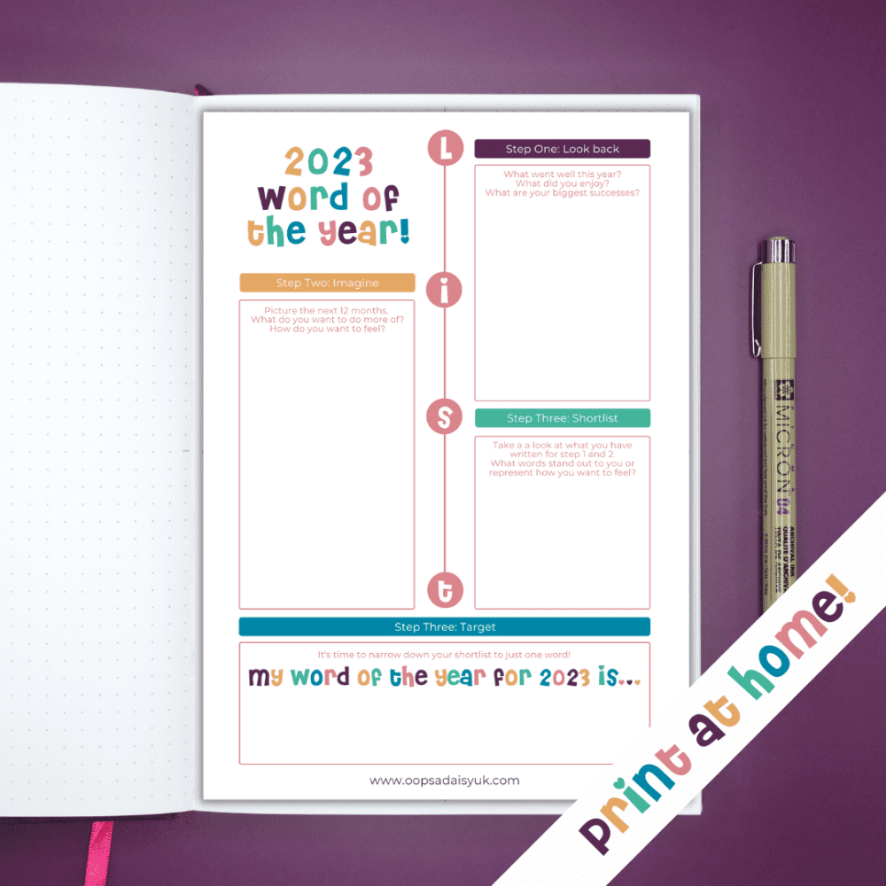 2023 Word of the Year Worksheet - Journal Printable