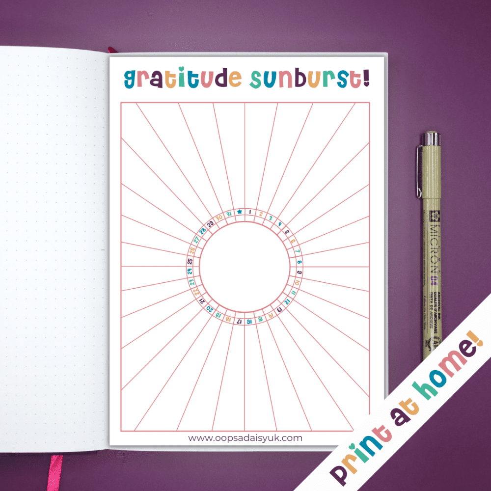 Gratitude Sunburst - Journal Printable