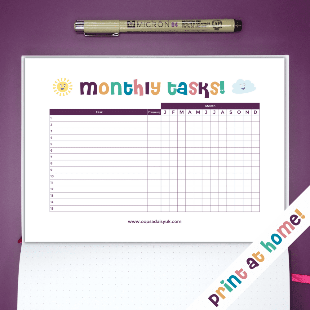 Monthly Cleaning + Task Tracker - Journal Printable